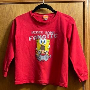 Nickelodeon Video Game Fanatic Red SpongeBob Kids Long Sleeve Graphic T-Shirt